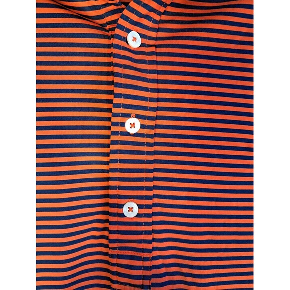 Ralph Lauren RLX Polo Shirt Mens XL Orange Blue Stripe Golf Logo - Picture 5 of 6